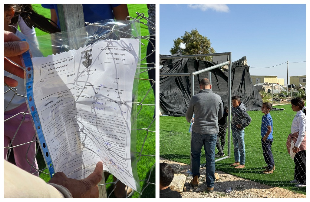 فلسطين – الاحتلال يخطر بهدم ملعب أم الخير بمسافر يطا